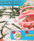 Close-up of Three Pack Garden Flower Scissors Stainless Steel Floral Shears With All Day Comfort Grip cutting plant stem