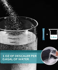 Pro Grade Ice Maker Cleaner And Descaler Powder With Organic Citric Acid, 4 Uses, Individually Packed, Safe For All Brands, Nickel Safe, Stainless Steel And Chrome Safe, Odor Free And Non Toxic. 1 oz packet with 0.4 gal water