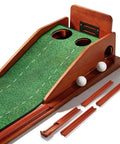 Indoor Putting Green With 3 Level Adjustable Incline For Uphill Putts Auto Ball Return Foldable Solid Wood Base