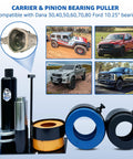 HKTE carrier and pinion bearing puller kit for Dana 30–80 and Ford 8.8–10.25 bearings; clamshell carrier puller.