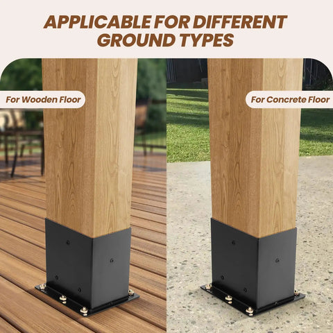 4 Pack 4x6 Inch Post Base Brackets Inner Size 3.6x5.6 Inch Beefy Built To Last Heavy Duty Metal Steel Black Powder Coated Outdoor Fence Deck Pavilion Railings Support Kit Rust Resistant Base Plate For Sturdy Foundations