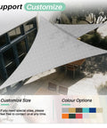 Triangle Shade Sail 6 Ft By 6 Ft By 6 Ft Built To Last Outdoor UV Blocking Sun Shade Canopy For Patio Garden And Pool Light Grey Durable HDPE Fabric Easy To Clean With Reinforced Double Layer Webbing installed over patio area.