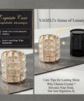 Crystal Pen Holder For Desk With Gold And Silver Metal Base next to black mesh cup, modern office organizer, shines under lighting