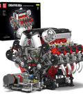 Dope V8 Engine Building Blocks Kit That Actually Runs With Battery And Motor 2718 Piece Engineering Model For Adults Box