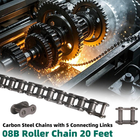 08B Roller Chain 20 Feet 428 Carbon Steel With 5 Connecting Links Half Inch Pitch for machinery