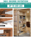 Heavy Duty Hidden Pivot Hinges For Secret Doors Premium Stainless Steel Corrosion Resistant 360 Degree Rotation visible in installed door.