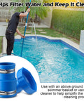 Person cleaning pool with Ultimate Pool Vacuum Hose Adapter Kit 1.5 Inch Connector, shown with blue adapter and clamps.