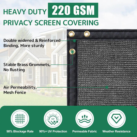 4 Ft By 10 Ft Black Weather Resistant Privacy Fence Screen And Gate Kit With Heavy Duty Anti Sag Corner Brackets For Outdoor Walls Gardens Yards Patios And More