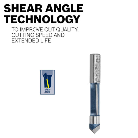 Top Tier Two Point Five Inch Carbide Tipped Ogee Raised Panel Router Bit Built Like A Tank For Router Tables With Smooth Ball Bearing Pilot And Ridiculously Clean Cuts showing shear angle technology for improved cutting.