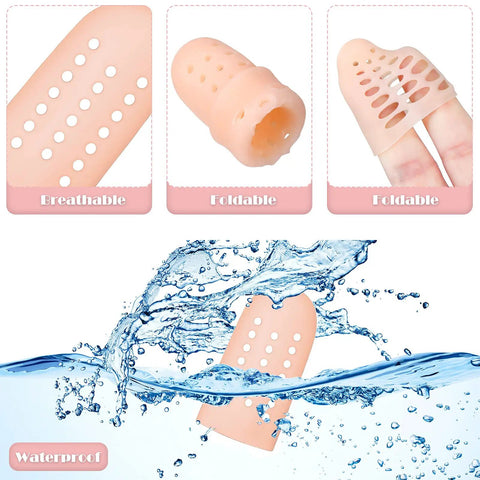 Gel Finger Cots Set 20 Piece Silicone Finger Protectors Comfy Breathable Caps waterproof and flexible design.