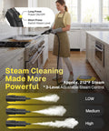 Behome Portable Steam Cleaner With 15 Second Quick Heat Up, 3-Level Adjustable Handle, And 1.9 Qt Large Tank demonstrated for steam control and ease of use.