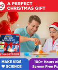 Hands On Science Kit For Kids Aged 4 To 8 With 100 Plus Experiments, STEM Educational Toy For Learning At Home shown with Christmas theme