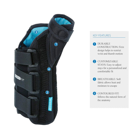 Formfit Thumb Spica Brace For DeQuervain's Tendonitis, Arthritis, And Gamekeeper's Thumb with removable aluminum stays, left hand