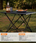 Ultralight Folding Camping Table With Carry Bag Portable For Outdoor Cooking And Picnics Camp Boat And Travel Black Small Size Ready For Any Adventure, set up with food and drink outdoors.