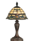 Fieldstone Finish Table Lamp With Art Glass Shade In Black, Tiffany Inspired Lighting, Inline On Off Switch, home decor