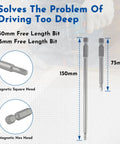 150mm and 75mm drive bits for 8 By 2 And A Half Inch Exterior Pocket Hole Screws With Coarse Thread Square Drive Washer Head Blue