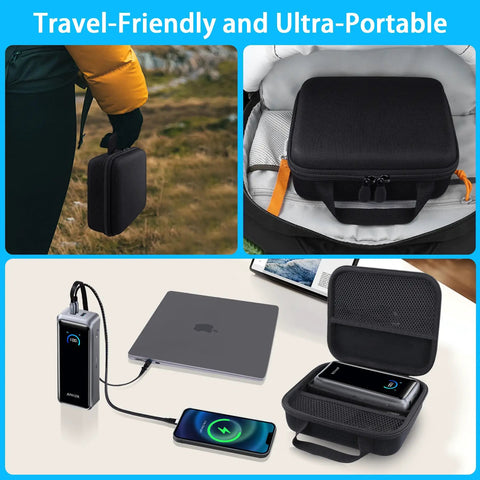 Hard Travel Case For Anker 25,000mAh 165W Power Bank And Prime 26,250mAh 140W USB C Laptop Charger Rugged Black Carry Case For A1695 And 26K Power Banks Case Only