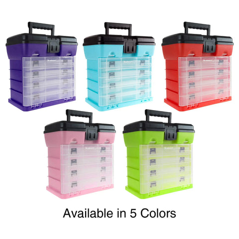 Portable Tool Box With Removable Drawers And Customizable Compartments For Hardware Tackle Beads And Crafts A Handy Grab And Go Organizer For Home Shop And Field Light Blue, shown in five colors