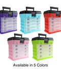 Durable 4 Drawer Tool Box With 19 Compartment Organizer in five colors for hardware tackle beads, portable utility chest.