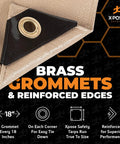 Close-up of brass grommet on Heavy Duty Tan Poly Tarp 5 Ft By 7 Ft Multipurpose Protective Cover Waterproof Weatherproof Rip