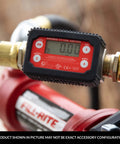 Inline 1 Inch Digital Turbine Meter for Chemical Transfers, Nickel Plated Housing, Easy Readout, 2 to 35 GPM installed