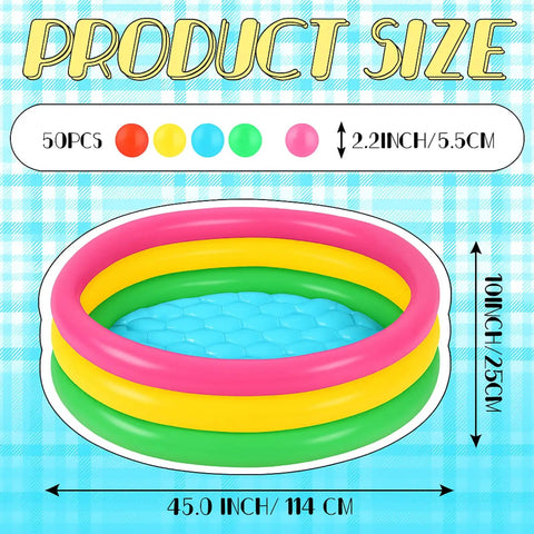 Inflatable Kiddie Pool With 50 Ball Set For Backyard Summer Water Play, 45 Inch Baby Pool With 50 Mini Balls, colorful design