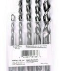 Makita 5-piece SDS-Plus drill bit set in a clear plastic case; carbide-tipped bits for concrete and masonry (front view)
