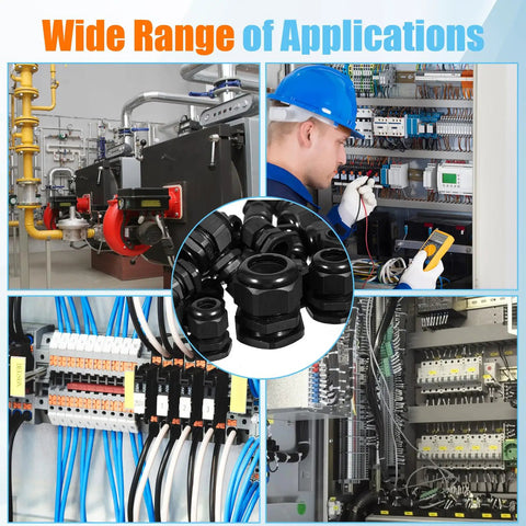 72 Piece Cable Glands Kit With Waterproof Strain Relief in industrial electrical panels and machinery