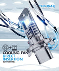 Zoomed view of Hella Bright H13 Led Bulbs With Turbo Cooling Fan Wireless H13/9008 Fog Light Kit with direct insertion design.