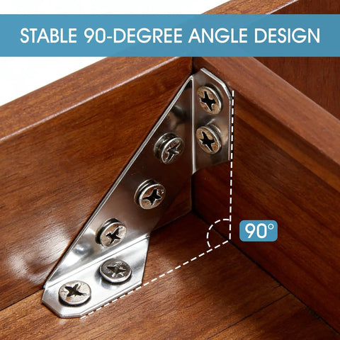 24 Pack Premium Stainless Steel Corner Brackets For Wood Furniture Heavy Duty Triangle Braces For Cabinets Tables Chairs And Drawers Includes 144 Screws To Reinforce 90 Degree Corners in use