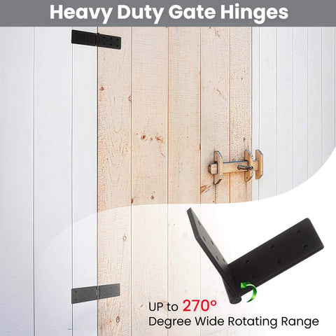 Gate Hinges With Screws Black Adjustable Hardware Hinges Kit For Barn Doors Fences And Yard Gates Durable Two Pack Easy To Install Modern Black Finish Heavy Load Weather Resistant