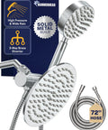 Solid Metal Dual Shower Head Combo Chrome 8 Inch Rainfall High Flow With Handheld Shower Head 6 Ft Hose High Pressure System