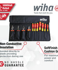 Beefed Up Insulated Industrial Pliers And Drivers Kit In Roll Out Pouch With Long Nose Pliers, Pro Grade Combo Pliers, And Diagonal Cutters