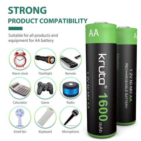 1600mAh 1.2V NiMH AA Rechargeable Battery For Outdoor Solar Lights And Household Gadgets Compatibility Chart