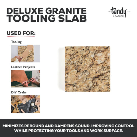 Solid As Rock Granite Tooling Slab For Leather Crafting - Heavy Duty Stone Block With Smooth Flat Face For Crisp Stamping Carving And Punching - Six Inch Shop Workhorse, detailed smooth slab.