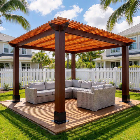 Six Pack Heavy Duty Metal Post Base Brackets, 4X4 Exterior Fit With 3.5 Inch Inside Opening, Ridiculously Strong Deck Fence Pergola Hardware, Super Simple To Bolt Down