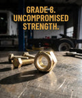 Grab A Pack of Dope 10 Yellies Grade 8 Coarse Nylon Insert Lock Nuts Zinc Plated on a workshop table for heavy-duty use.