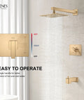 KENES Champagne Bronze Shower Set with Tub Faucet, Square Tub Shower Trim with easy-to-operate single handle control.