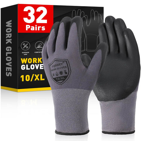 Micro Foam Nitrile Coated Work Gloves 32 Pairs Seamless Knit Nylon Touchscreen Ready Grip That Handles Wet And Oily Slips Like A Boss
