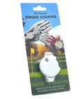 Stroke Counter Golf Accessory With Universal Glove Fastener No Worry Easy Dial Score Keeper in packaging on golf course background