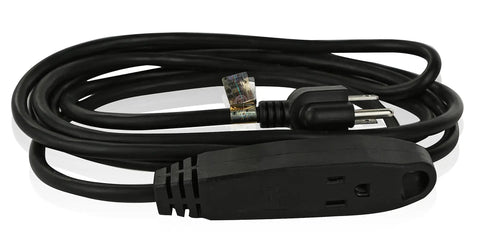Heavy Duty Indoor and Outdoor Extension Cord 15 Feet, 16 Gauge 3 Wire, Three Outlets UL Listed Black Power Cable Coiled View