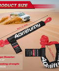 Two Pack One Half Inch By Twenty Two Inch Synthetic Soft Shackle Rope With Winch Ring For Road Recovery 56000 Lb Breaking Strength UHMWPE Rope in sand with SUV