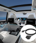 Interior of a luxury car with OBDII Female To USB A Male Power Cable 3.3ft OBD2 To USB Power Connector shown in overlay.