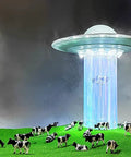 UFO Cow Abduction LED Lamp With Touch Sensor Funny Alien Desk Light For Sci Fi Fans And Space Decor Lovers Miniature Cows