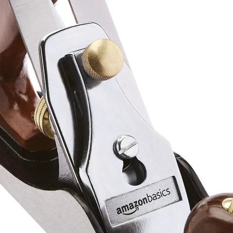Close-up of Number 4 Adjustable Precision Smoothing Bench Hand Plane with cast iron body and steel blade.