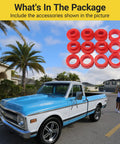 Chevy 81-87 Polyurethane Body Cab Mount Bushing Kit 12-piece shown with classic blue and white truck