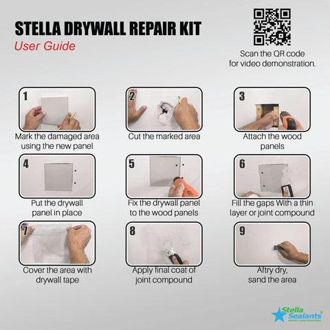 Pro Grade Drywall Repair Kit For Home And Office Fix Holes Fast instructions with step-by-step images