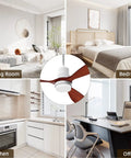 52 Inch Ceiling Fan With Lights Remote Control Quiet Reversible DC Motor Outdoor Patio Fan for living rooms, bedrooms, kitchens, offices.