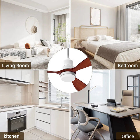 52 Inch Ceiling Fan With Lights Remote Control Quiet Reversible DC Motor Outdoor Patio Fan for living rooms, bedrooms, kitchens, offices.