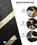 Peel And Stick Backsplash Wood And Metal Mosaic Tiles For Kitchen showing water resistance, heat resistance, and scratch proof features